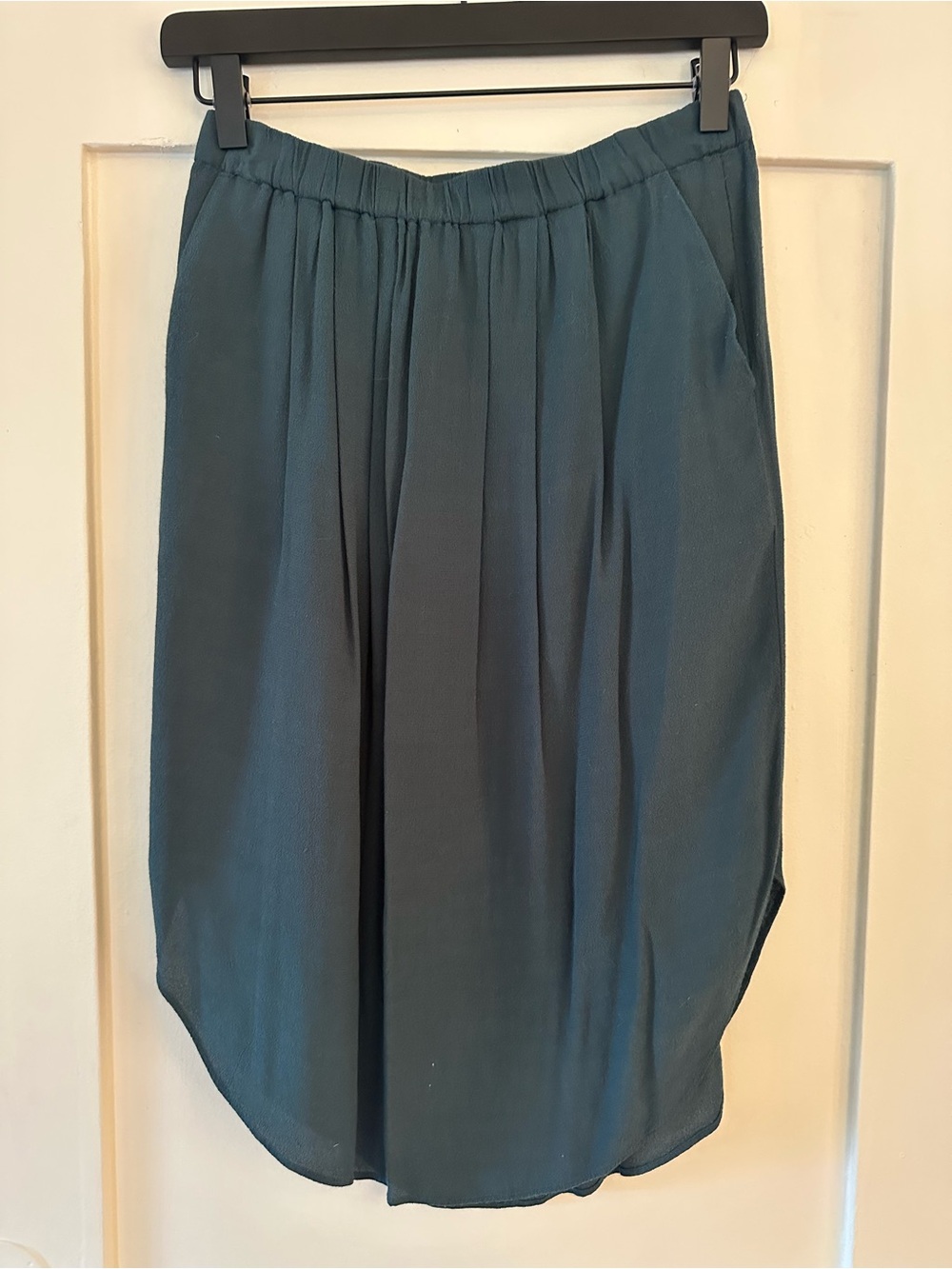 Madewell Teal High-Low Pleated Skirt